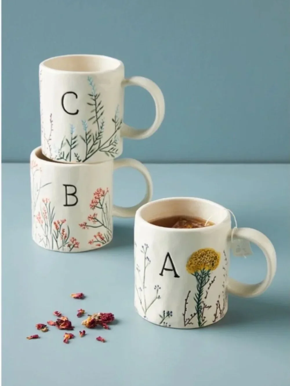 Anthropologie Dagny Monogram Mug Hand-painted | Letter 